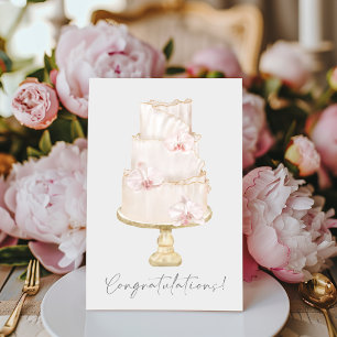 Cartão Bolo de Casamento Orquídeo de parabéns
