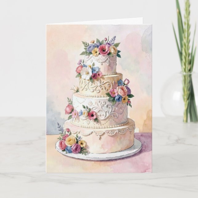 Cartão Bolo de Casamento Parabéns (Frente)