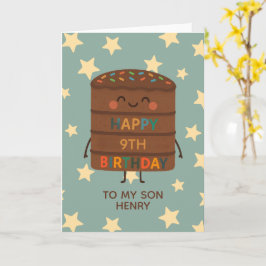 Cartão Bolo de Choco Personalizado Bonito Filho 9º Aniver