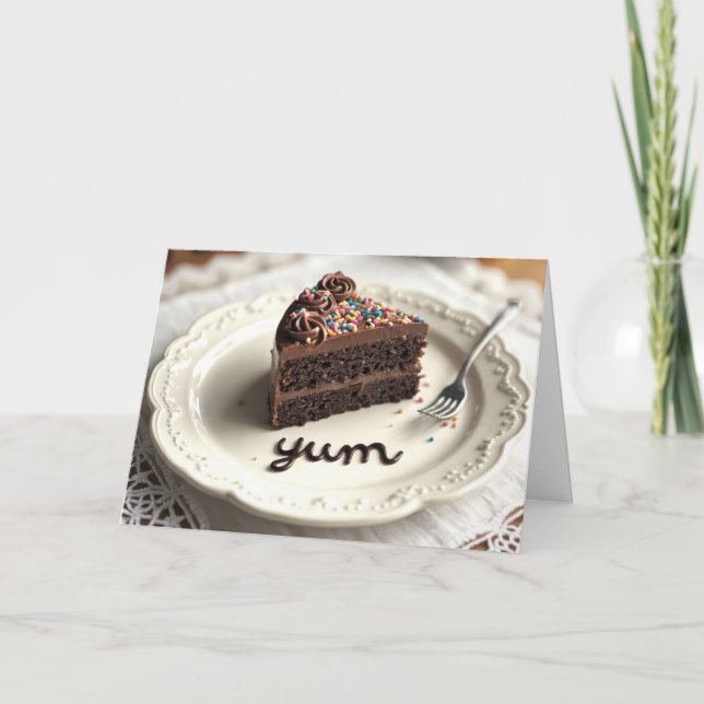 Cartão Bolo de Chocolate Birthday (Frente)