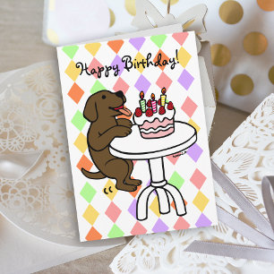 Cartão Bolo de Chocolate de Birthday Labrador Cartoon