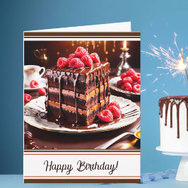 Cartão Bolo de Chocolate e Caramelo Épico de Aniversário