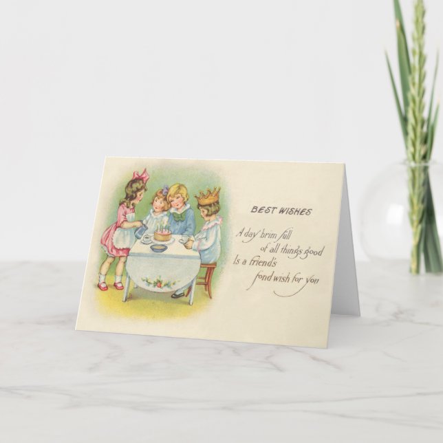 Cartão Bolo de Festa de aniversário para crianças bonitas (Frente)