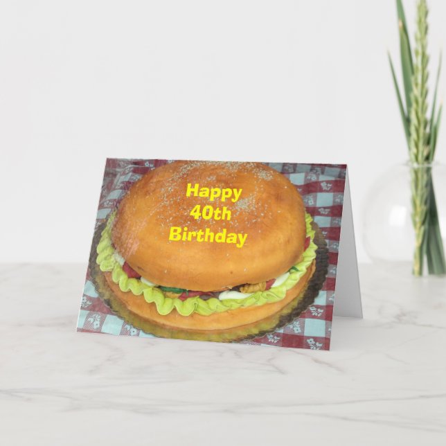 CARTÃO BOLO DE HAMBURGER PARA O SEU ANIVERSÁRIO "40º" (Frente)