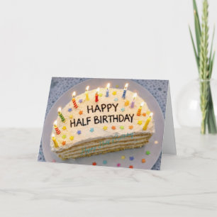 Cartão Bolo de Meio Aniversário Feliz com Velas