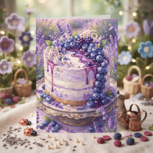 Cartão Bolo de Mirtilo Feliz Aniversário Amiga