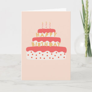 Cartão Bolo de Namorado com Velas borrifadas Rosa
