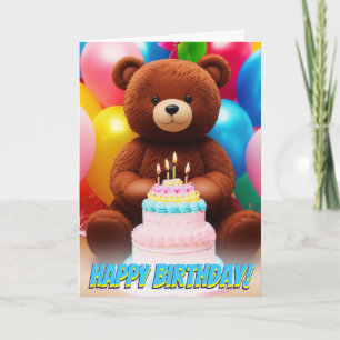 Cartão Bolo de Urso Adorável de Teddy Bashday