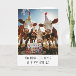 Cartão Bolo De Vaca De Aniversário Leva Todos Os Rapazes 