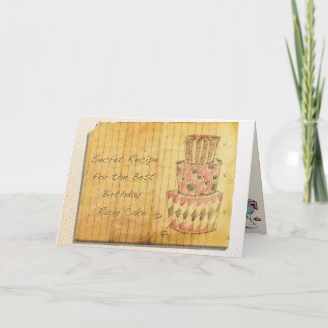 Cartão Bolo do rum do aniversário (Frente)