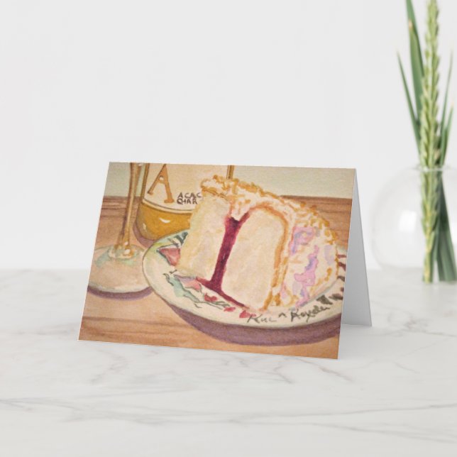 Cartão Bolo e vinho de aniversário (Frente)
