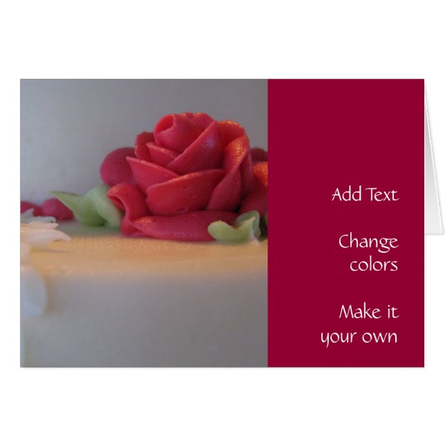 Cartão Bolo Elegante de Casamento com rosas rosa (Frente Horizontal)