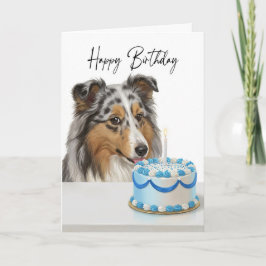 Cartão Bolo Inspetor Blue Merle Sheltie