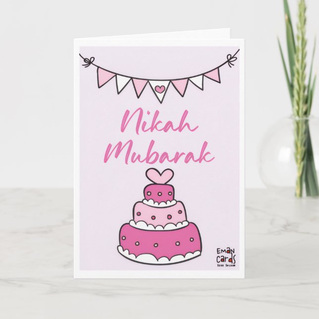 Cartão Bolo Nikah Mubarak (Frente)
