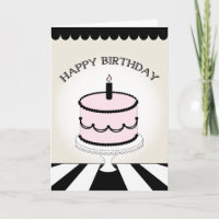 Bolo/Stripes de aniversário rosa e preto