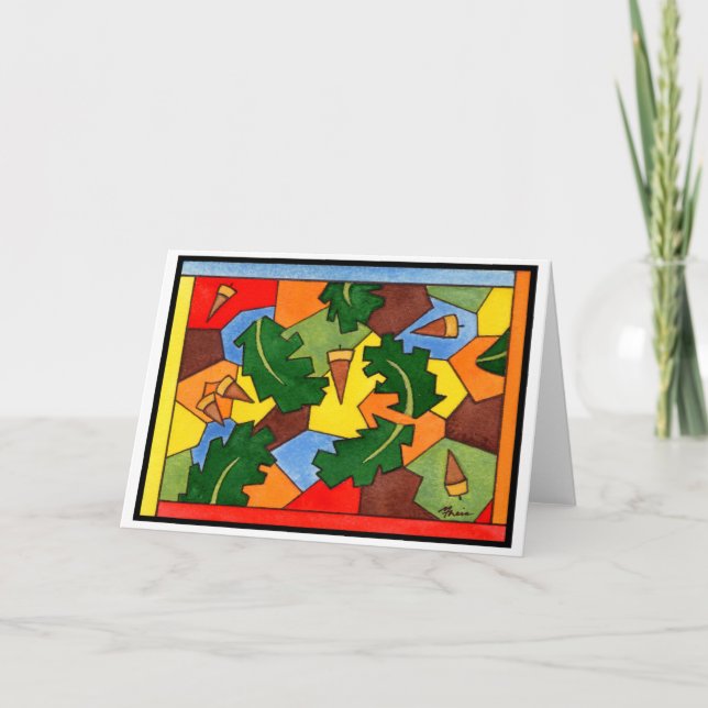 Cartão Bolotas e folhas do carvalho (Frente)