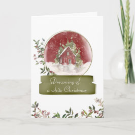 Cartão Bolsa de Natal Cozy Cottage e Berries Snow Globe