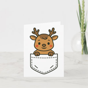 Cartão Bolsinho Fofo de Rena Pal Fofa Rena do Papai Noel 