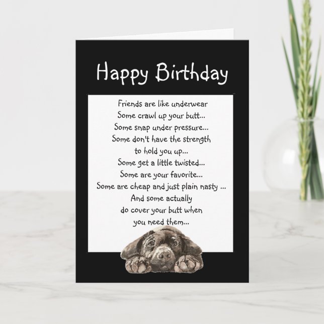 Cartão Bom aniversário para o amigo que Cobrir seu Bumbum (Frente)