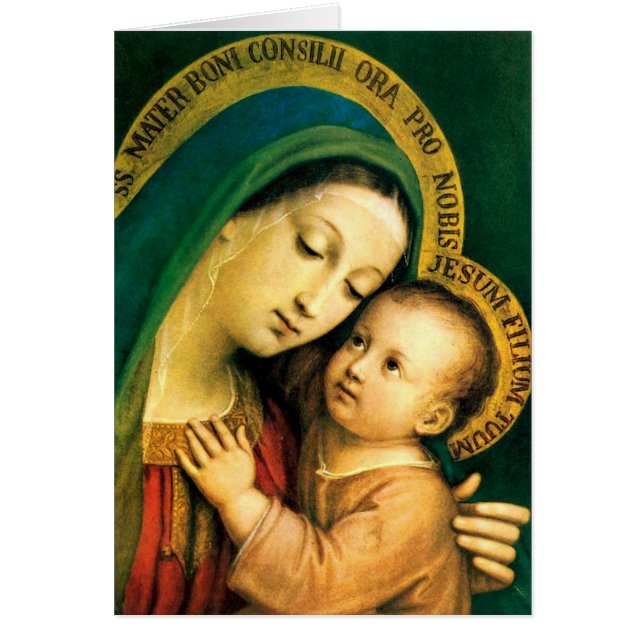 Cartão Bom Conselheiro Virgem Mãe Maria Vintage Católica (Frente)