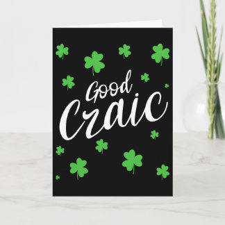Cartão Bom Craic Diversão Gíria Irlandesa Trevos Dia de S
