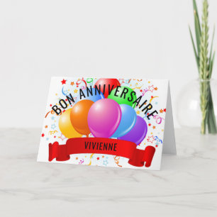 Cartão Bon Anniversaire Francês Personalizado Aniversário