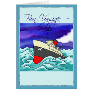Cartão Bon Voyage Com Um Grande Navio De Cruzeiro