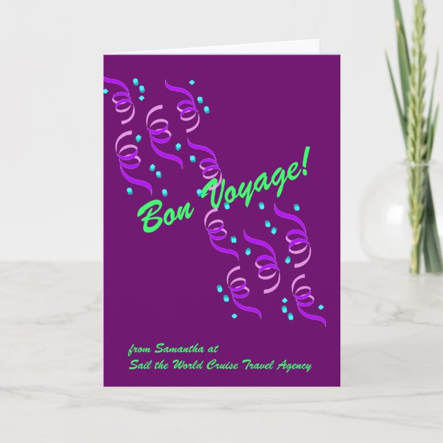Cartão Bon Voyage deseja roxo P4C (Frente)