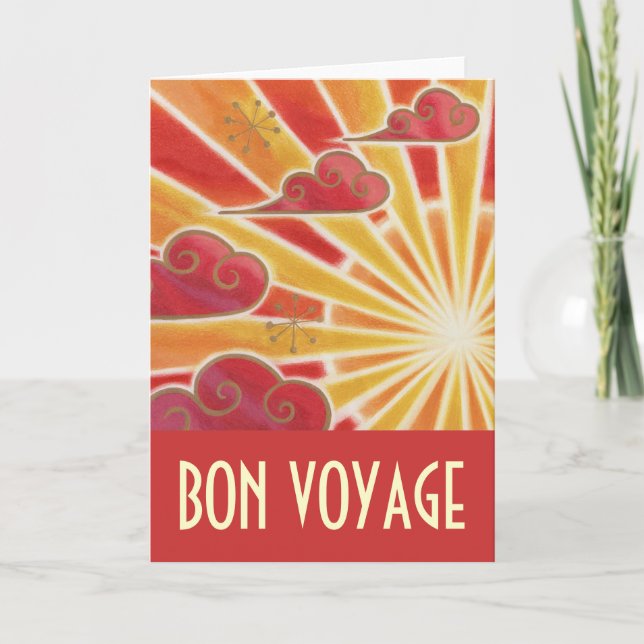 Cartão "Bon Voyage" sunset vermelho (Frente)