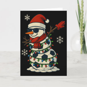 Cartão Bondeco de Neve de Futebol Dabbing Natal Divertido