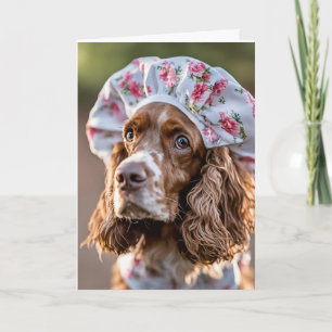 Cartão Boné de Chá de Visto Birthday Spaniel