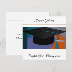 Cartão Boné de formatura Gráfico Moderno Flat Dourado R