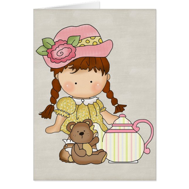Cartão Boneca adorável do país (Frente)