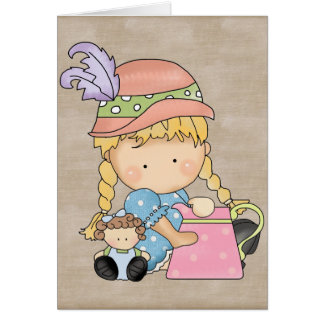 Cartão Boneca adorável do país