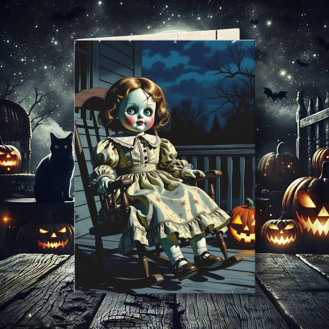 Cartão Boneca Assombrada e Abóbora de Halloween (Criador carregado)