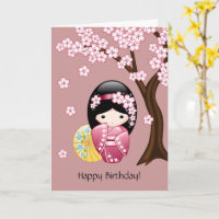 Boneca de Kokeshi do primavera - aniversário