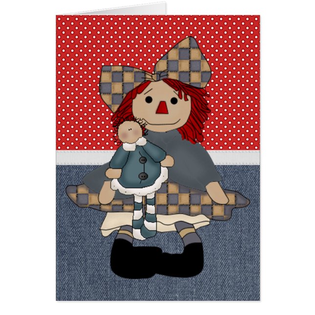 Cartão Boneca de pano adorável do país (Frente)