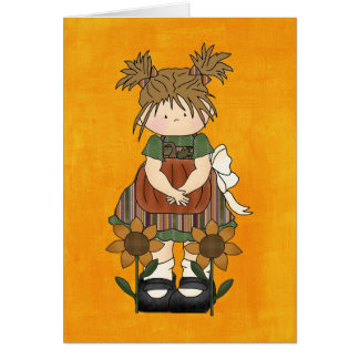 Cartão Boneca de pano adorável do país