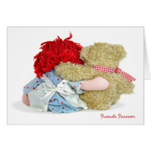 Cartão Boneca de pano e urso de ursinho