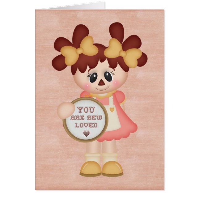 Cartão Boneca de pano Sewing do país adorável (Frente)