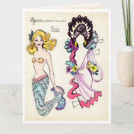 Cartão Boneca de papel Art Deco Aqua Mermaid Roupas Vitor