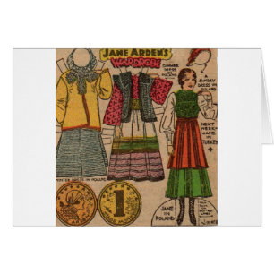 Cartão Boneca de papel da década de 1930