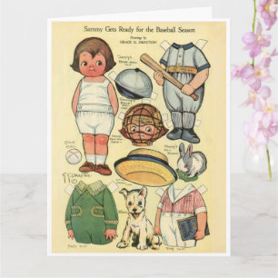 Cartão Boneca de papel de reprodução Dolly Dingle de beis