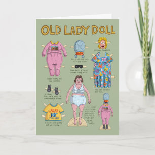 Cartão Boneca de papel de senhora engraçada