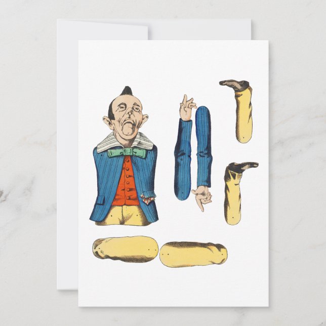 Cartão boneca de papel de velho esquisita cortada (Frente)