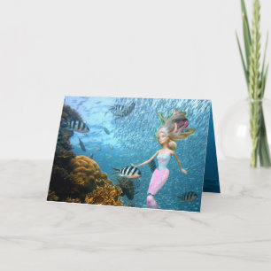 Cartão Boneca Famosa vestida como uma Sereia