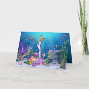 Cartão Boneca famosa vestida como uma sereia