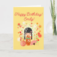 Boneca Kokeshi Feliz Aniversário