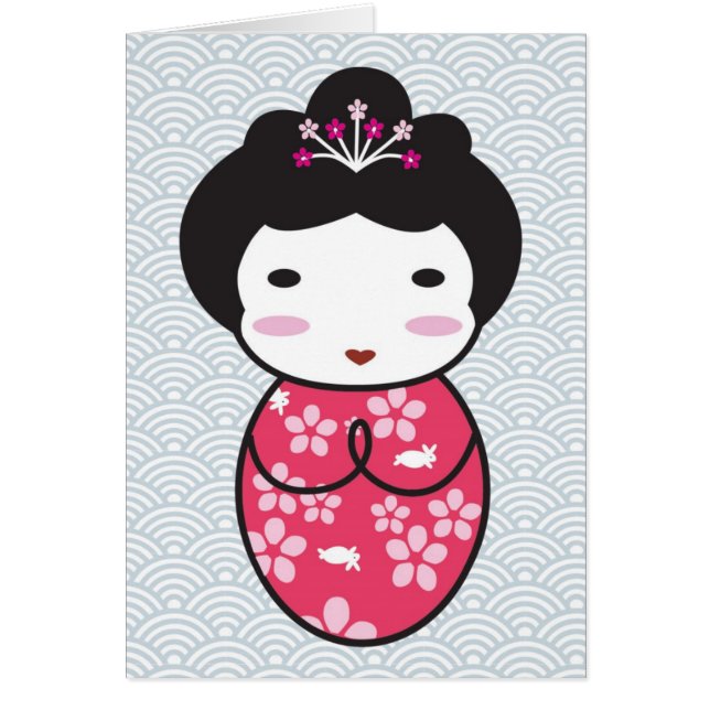 Cartão Boneca Kokeshi Japonesa (Frente)