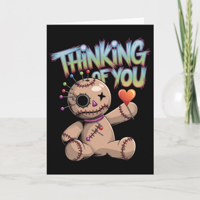 Cartão Boneca Voodoo Fofa Humor Negro Amor Sarcasmo Maldi (Frente)